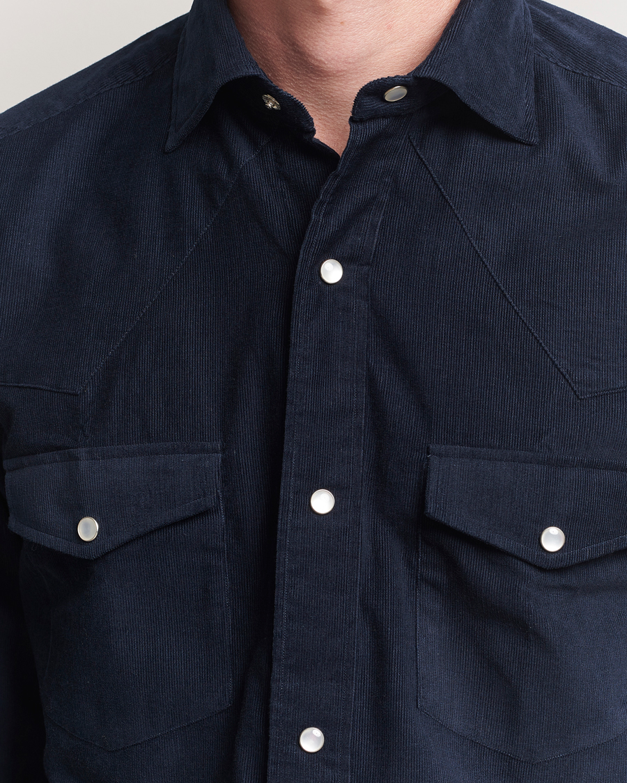 Heren | Overhemden | 100Hands | Western Cord Shirt Navy
