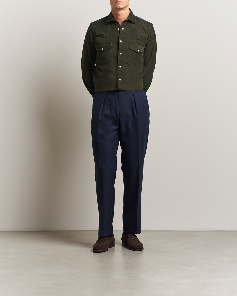 Heren | Overhemden | 100Hands | Western Cord Shirt Olive
