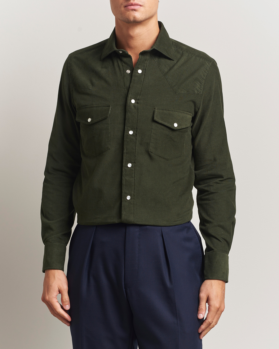 Heren | Overhemden | 100Hands | Western Cord Shirt Olive