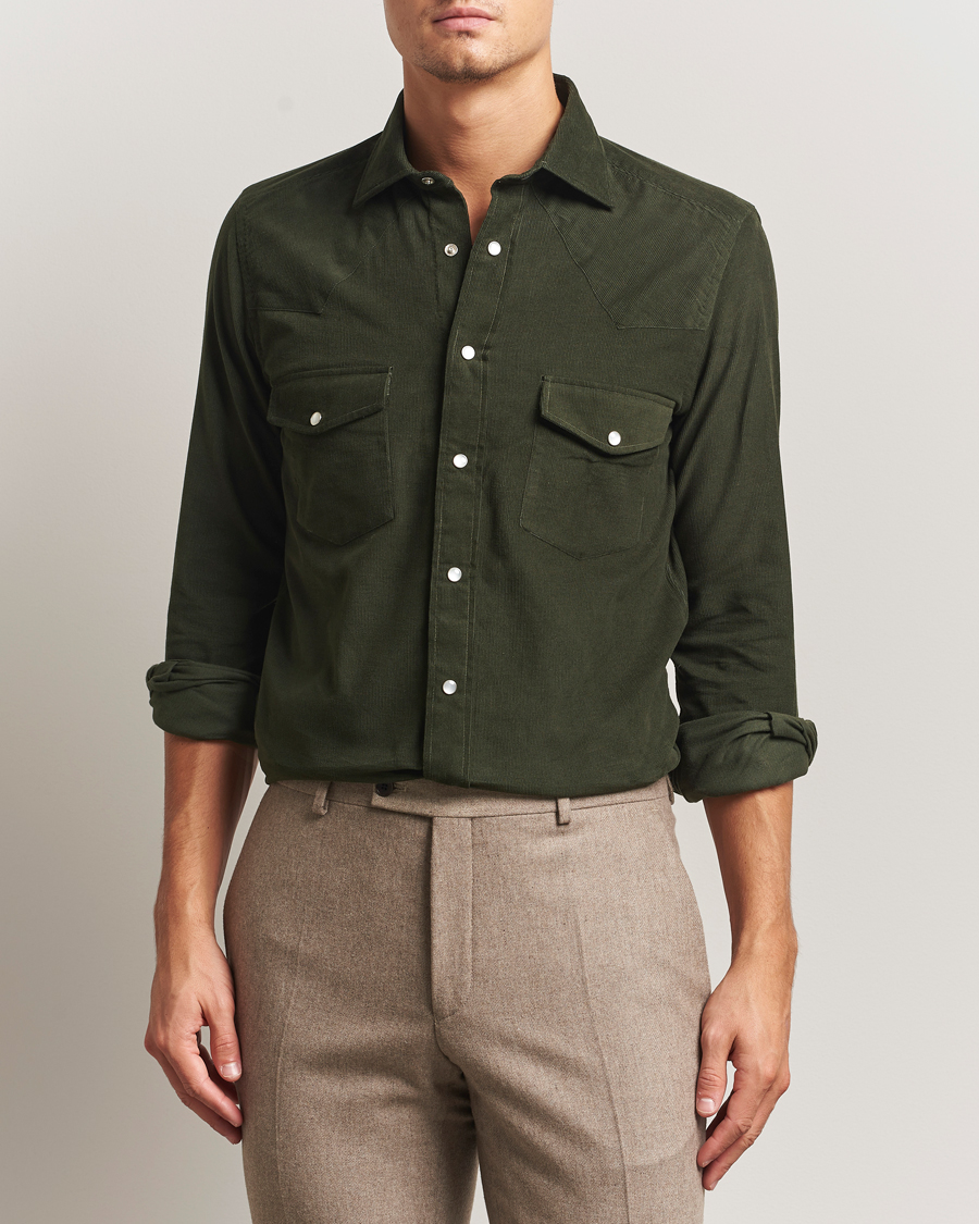 Heren | Overhemden | 100Hands | Western Cord Shirt Olive