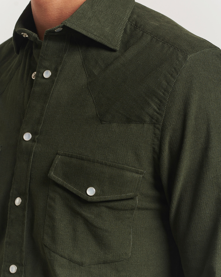 Heren | Overhemden | 100Hands | Western Cord Shirt Olive