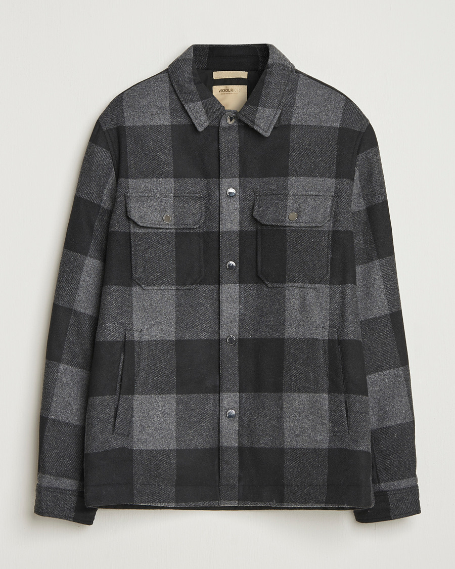 Heren | Jassen | Woolrich | Alaskan Melton Wool Shirt Jacket Charcoal Buffalo