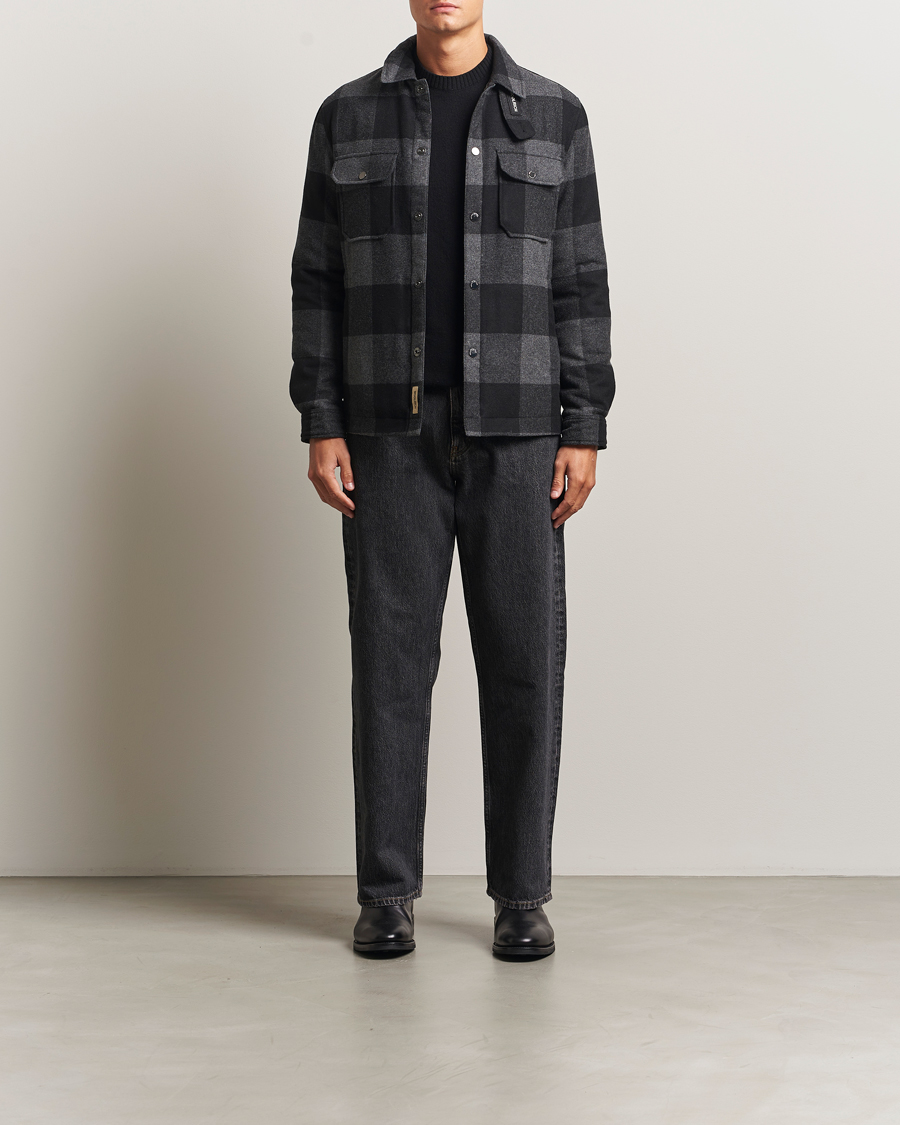 Heren | Jassen | Woolrich | Alaskan Melton Wool Shirt Jacket Charcoal Buffalo