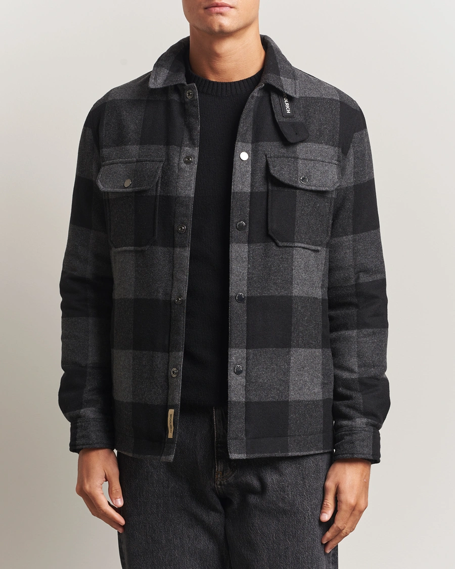 Heren | Jassen | Woolrich | Alaskan Melton Wool Shirt Jacket Charcoal Buffalo