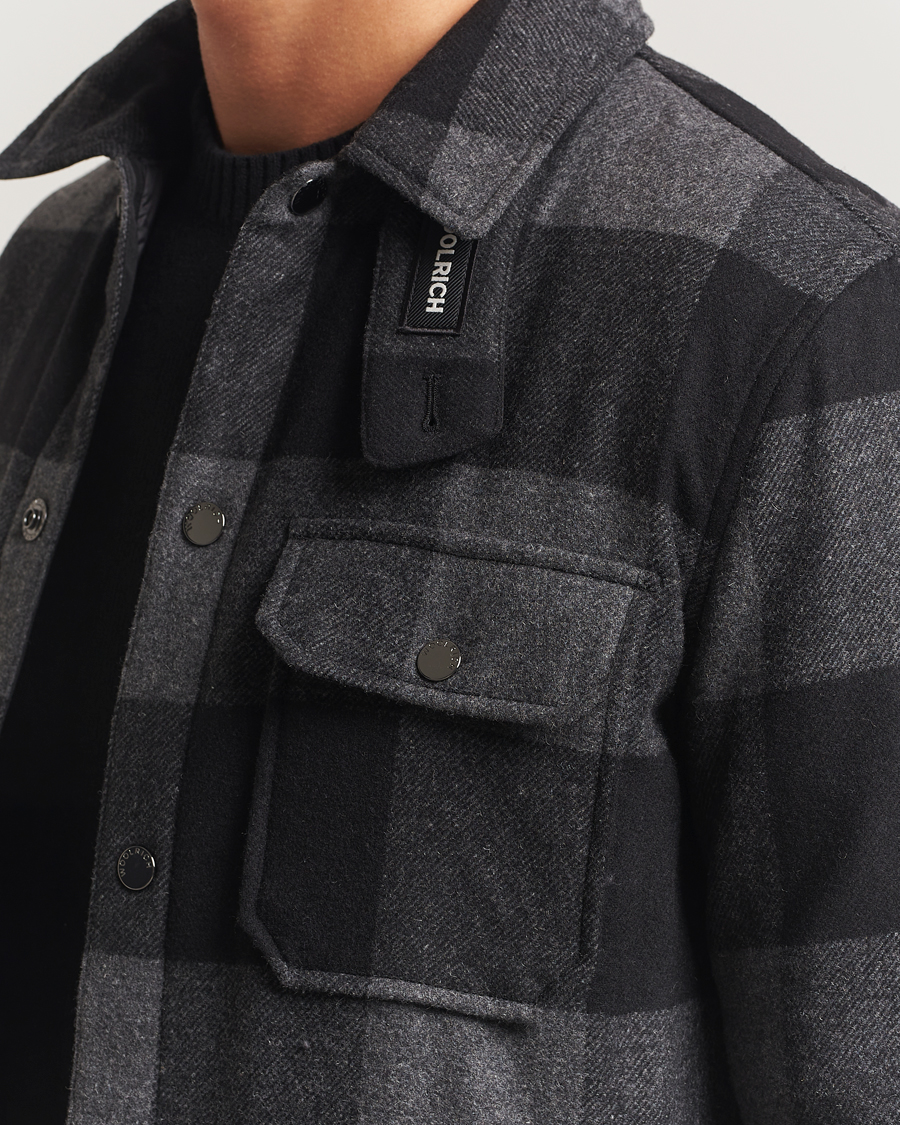 Heren | Jassen | Woolrich | Alaskan Melton Wool Shirt Jacket Charcoal Buffalo