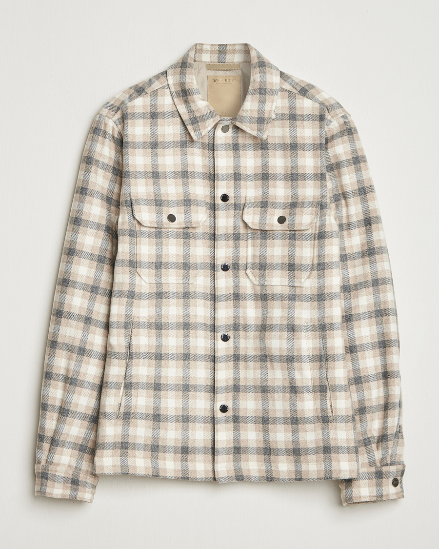 Heren | Jassen | Woolrich | Alaskan Melton Wool Shirt Jacket Oatmeal Check