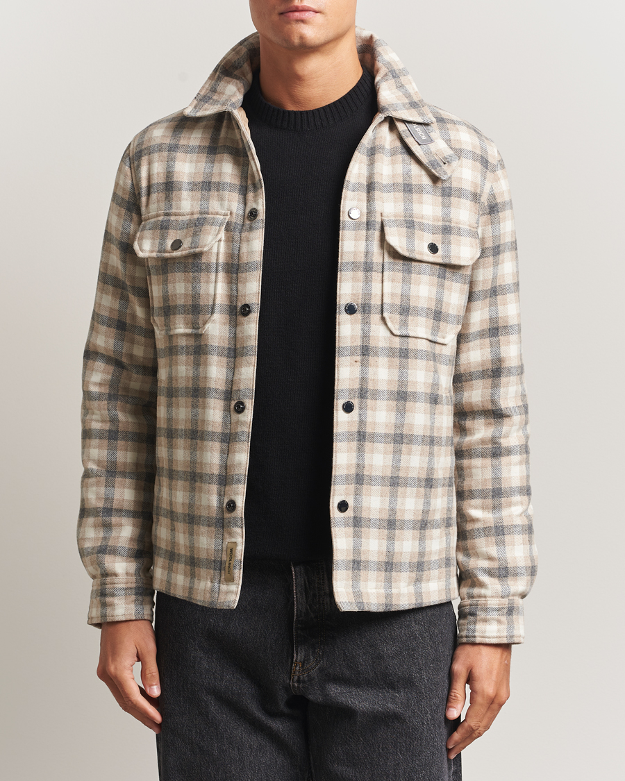 Heren | Jassen | Woolrich | Alaskan Melton Wool Shirt Jacket Oatmeal Check