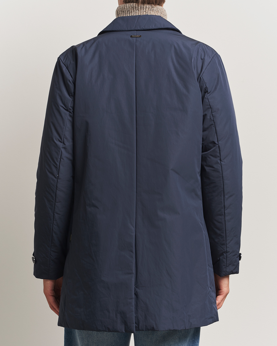 Heren | Jassen | Woolrich | Peached Primaloft Padded Carcoat Melton Blue
