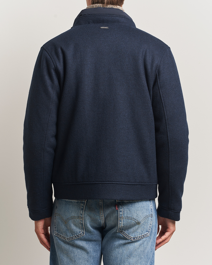 Heren | Jassen | Woolrich | Knitted Wool Lewis Bomber Melton Blue