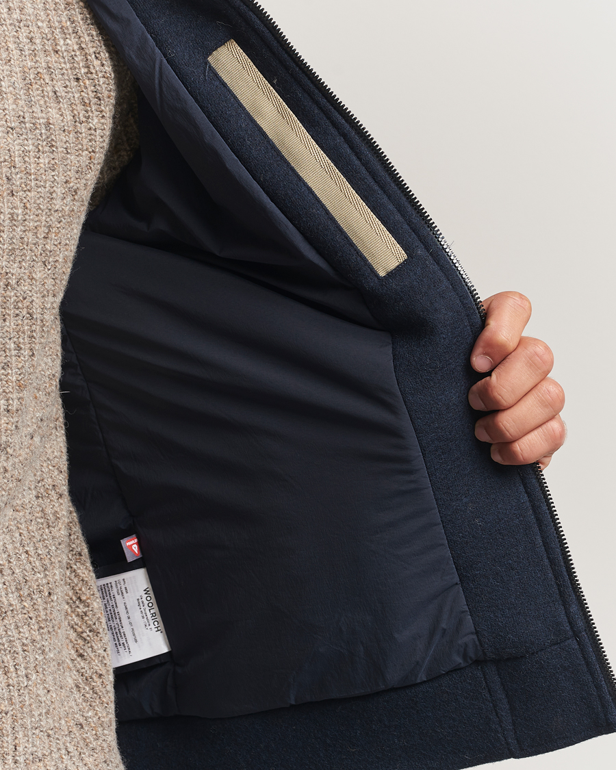 Heren | Jassen | Woolrich | Knitted Wool Lewis Bomber Melton Blue