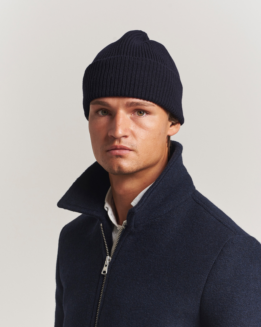 Heren | Mutsen | Robert Mackie | Clyde Lambswool Beanie Navy