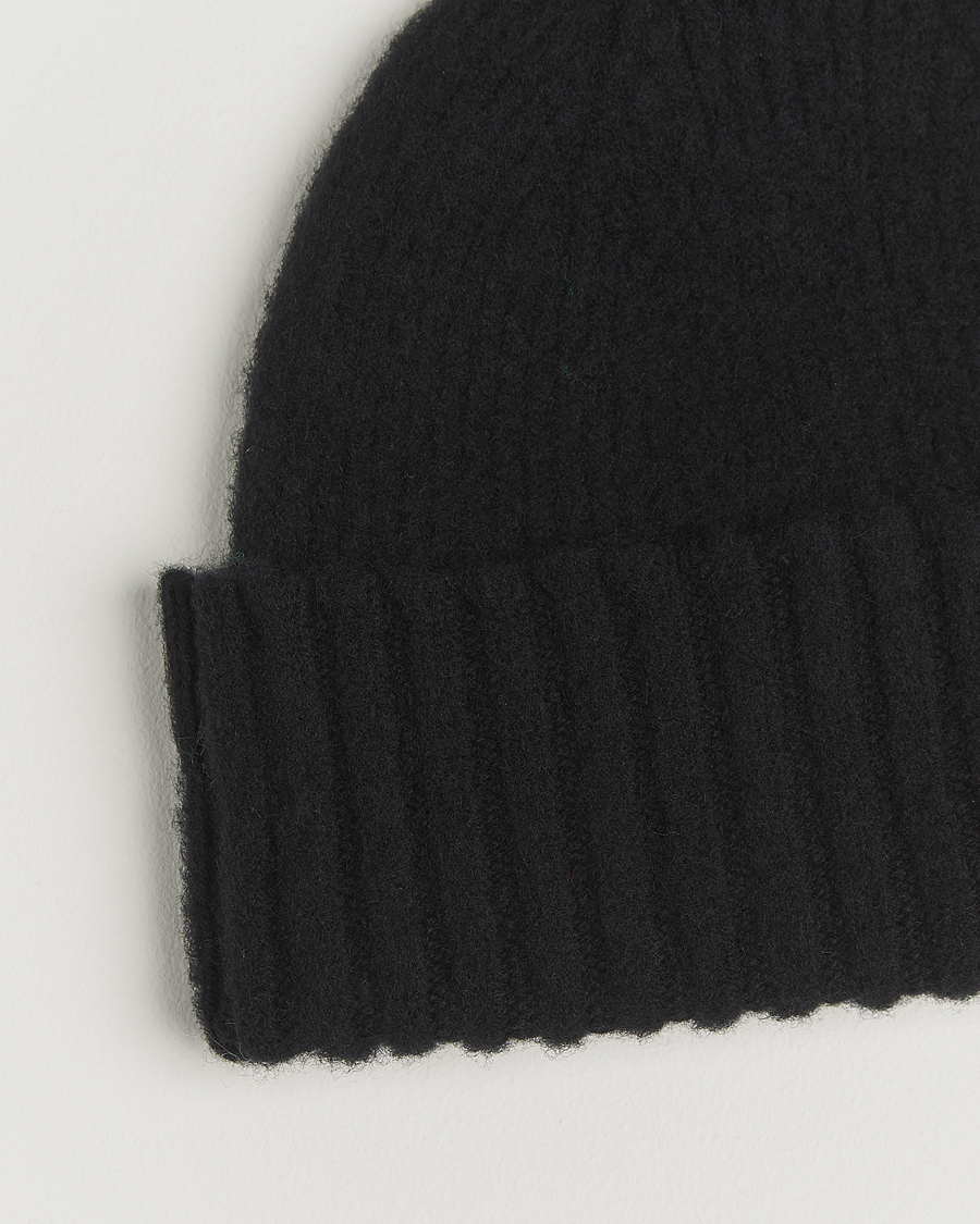 Heren | Mutsen | Robert Mackie | Rona Ribbed Shaggy Lambswool Beanie Black
