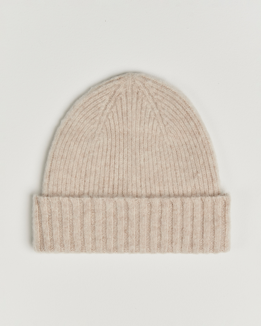 Heren | Mutsen | Robert Mackie | Rona Ribbed Shaggy Lambswool Beanie White