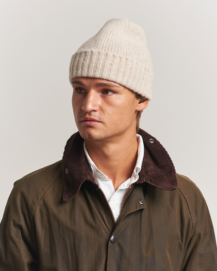 Heren | Mutsen | Robert Mackie | Rona Ribbed Shaggy Lambswool Beanie White