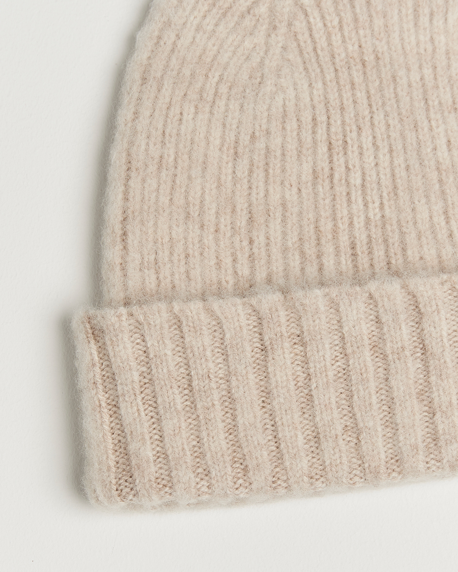 Heren | Mutsen | Robert Mackie | Rona Ribbed Shaggy Lambswool Beanie White