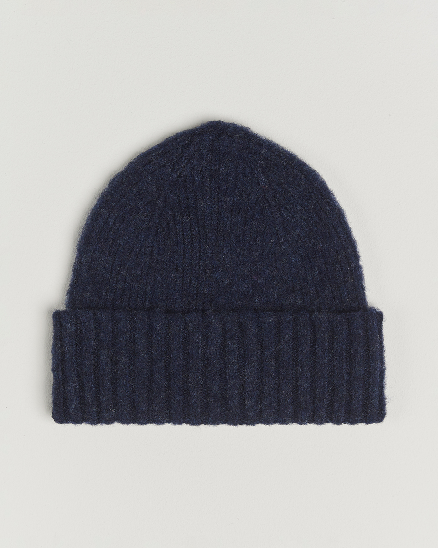 Heren | Mutsen | Robert Mackie | Rona Ribbed Shaggy Lambswool Beanie Blue