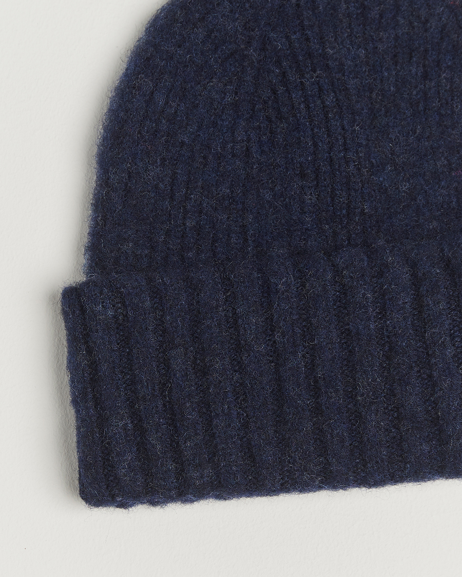 Heren | Mutsen | Robert Mackie | Rona Ribbed Shaggy Lambswool Beanie Blue