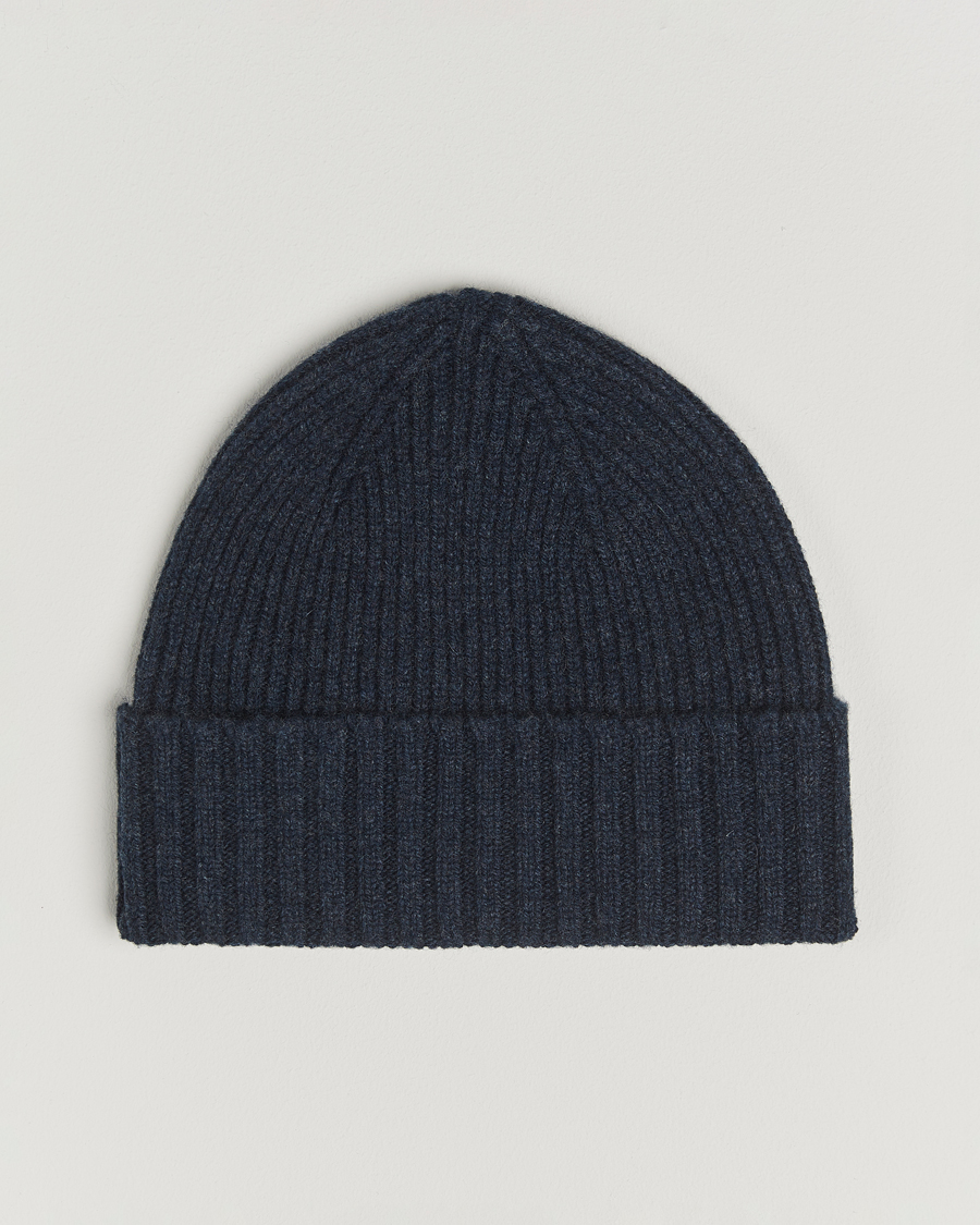 Heren | Mutsen | Robert Mackie | Kingswell Ribbed Wool/Cashmere Beanie Navy