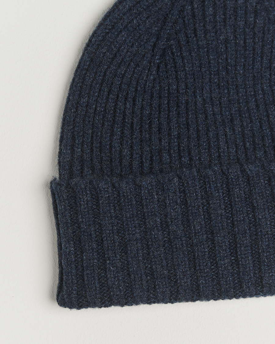 Heren | Mutsen | Robert Mackie | Kingswell Ribbed Wool/Cashmere Beanie Navy