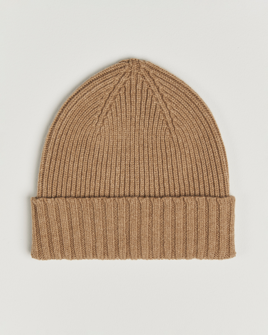Heren | Mutsen | Robert Mackie | Kingswell Ribbed Wool/Cashmere Beanie Beige