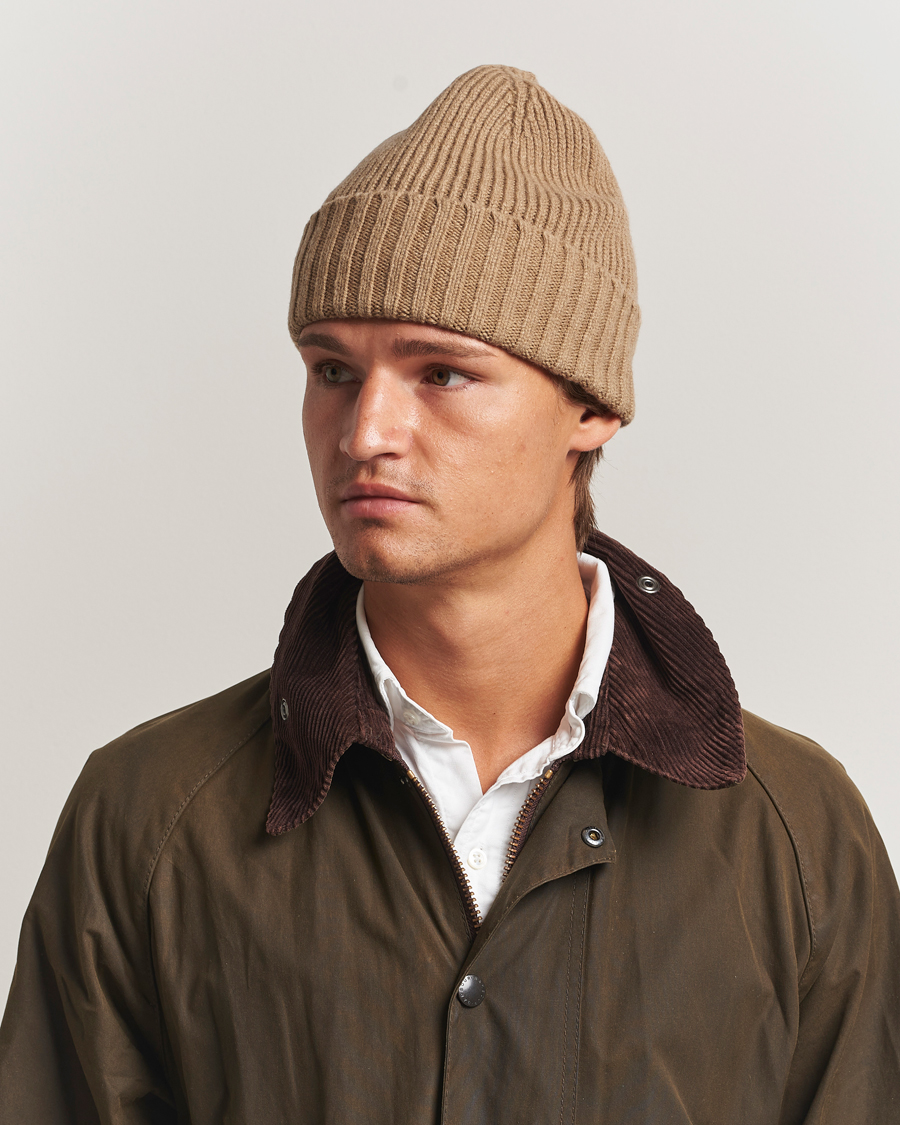 Heren | Mutsen | Robert Mackie | Kingswell Ribbed Wool/Cashmere Beanie Beige