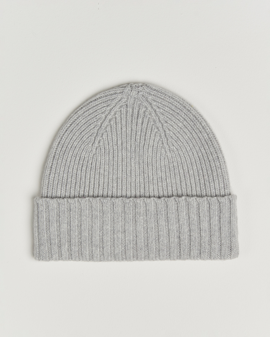 Heren | Mutsen | Robert Mackie | Kingswell Ribbed Wool/Cashmere Beanie Light Grey