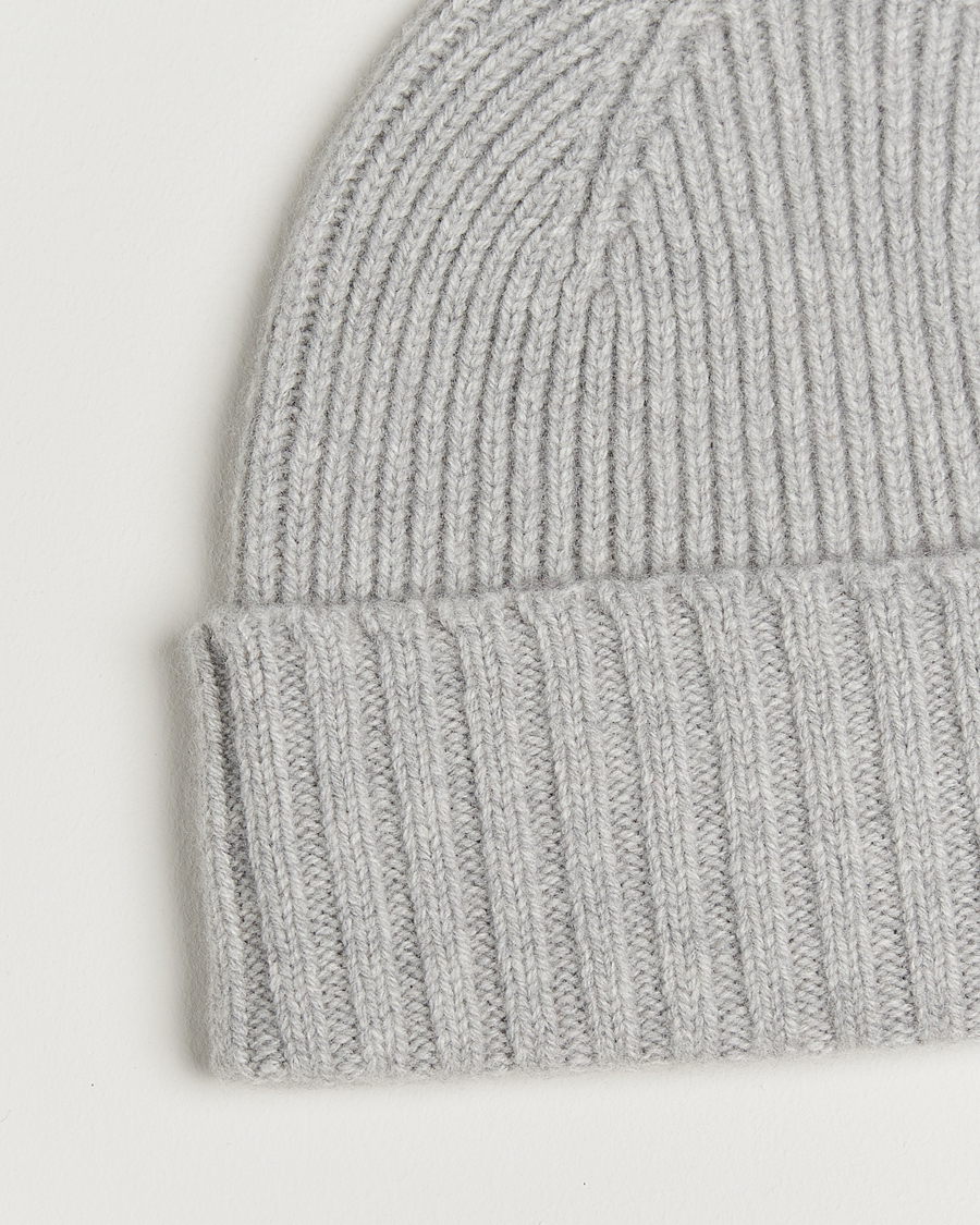 Heren | Mutsen | Robert Mackie | Kingswell Ribbed Wool/Cashmere Beanie Light Grey
