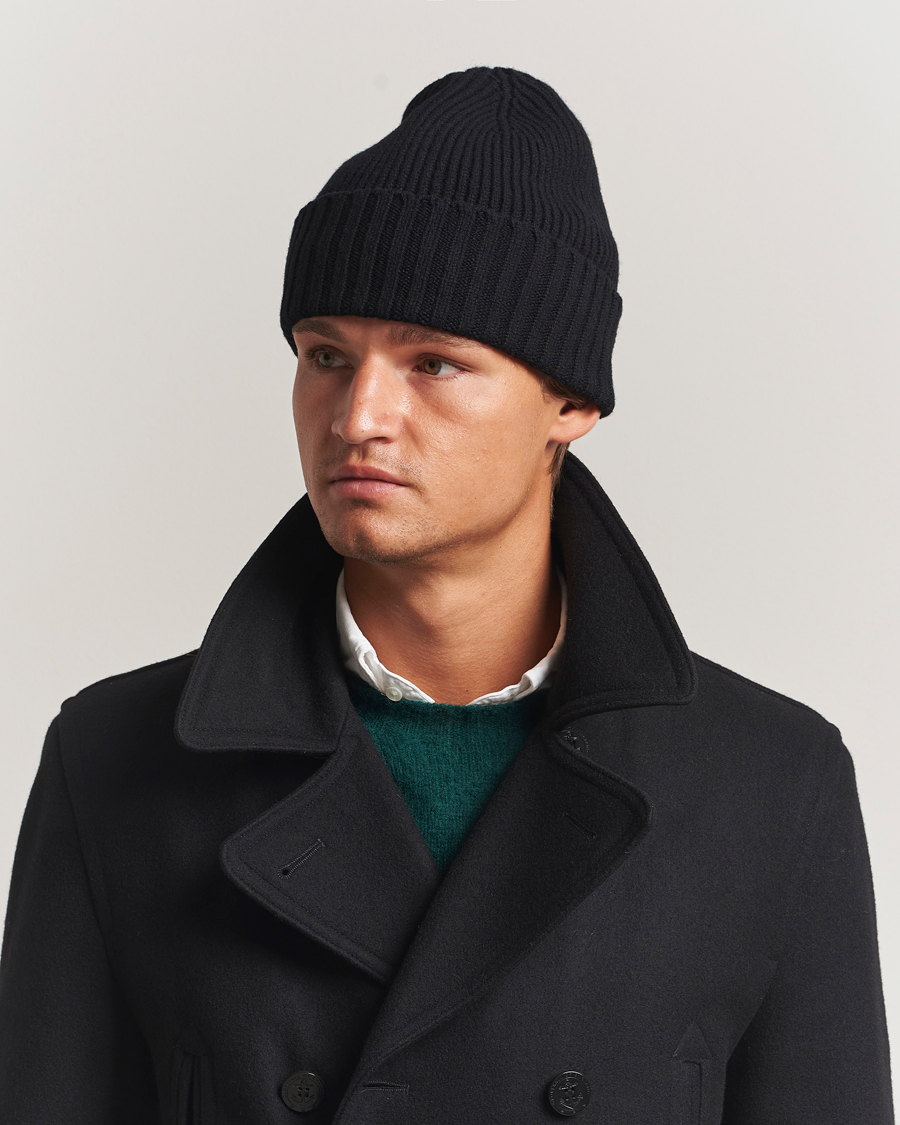 Heren | Mutsen | Robert Mackie | Kingswell Ribbed Wool/Cashmere Beanie Black
