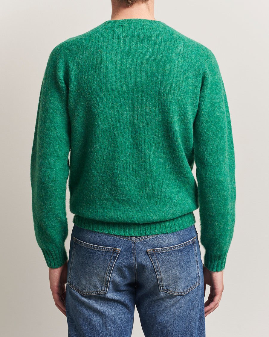 Heren | Truien | Harley Of Scotland | Brushed Supersoft Lambswool Crewneck Evergreen