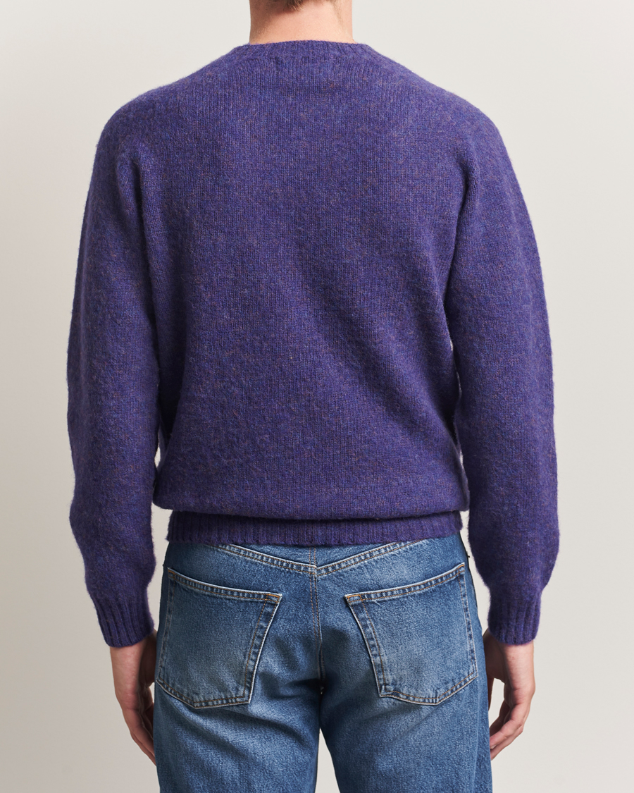 Heren | Truien | Harley Of Scotland | Brushed Supersoft Lambswool Crewneck Iris