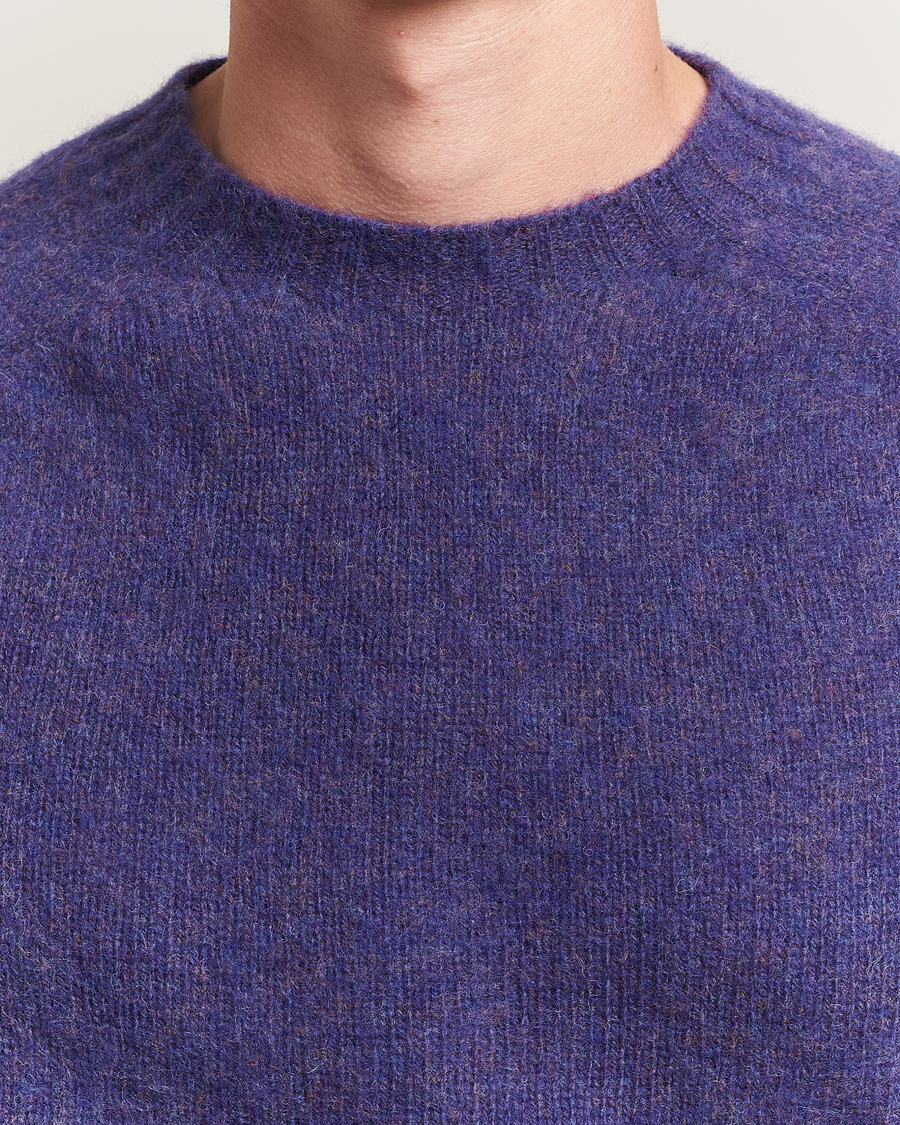 Heren | Truien | Harley Of Scotland | Brushed Supersoft Lambswool Crewneck Iris
