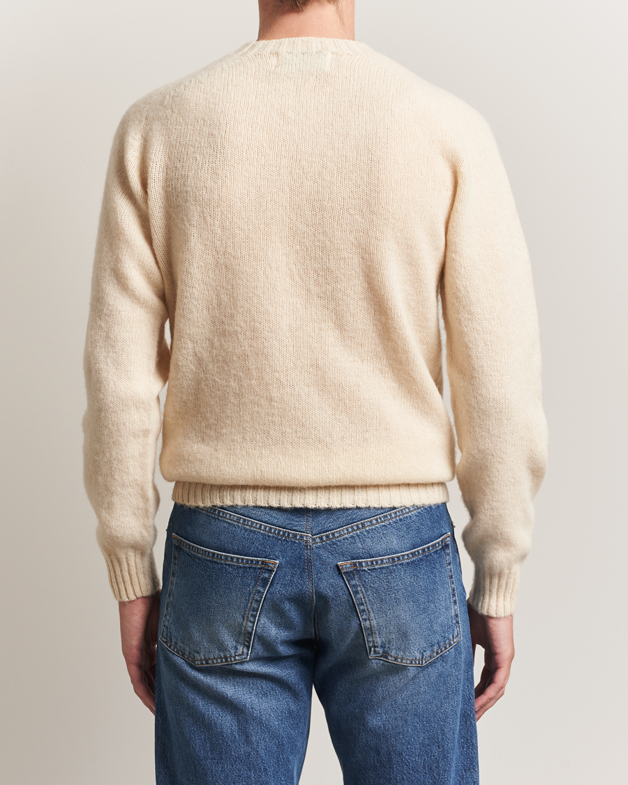 Heren | Truien | Harley Of Scotland | Brushed Supersoft Lambswool Crewneck Vanilla