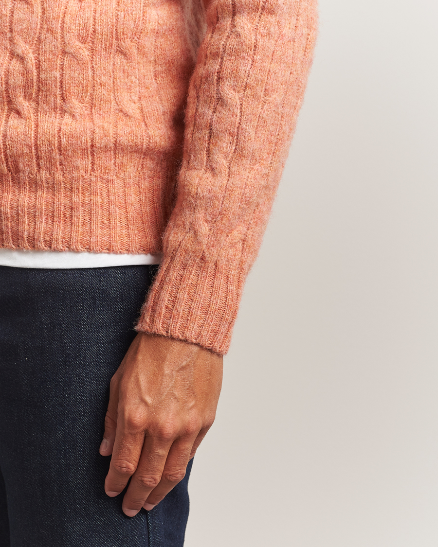 Heren | Truien | Harley Of Scotland | Brushed Supersoft Lambswool Cable Parfait