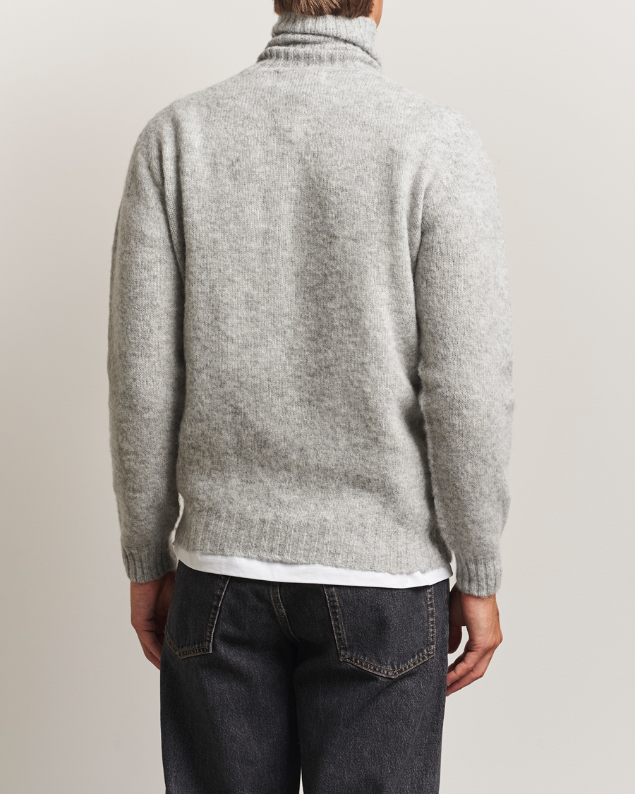 Heren | Truien | Harley Of Scotland | Brushed Supersoft Lambswool Rollneck Silver