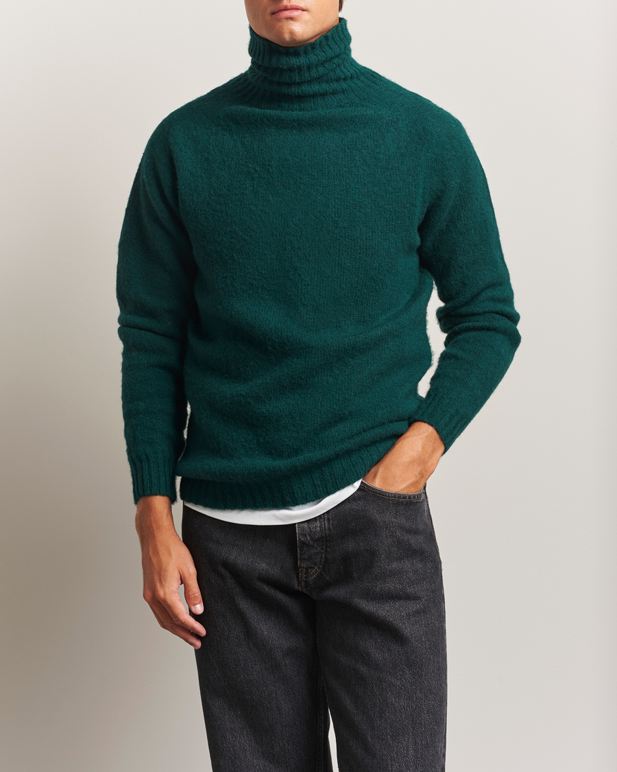 Heren | Truien | Harley Of Scotland | Brushed Supersoft Lambswool Rollneck Tartan