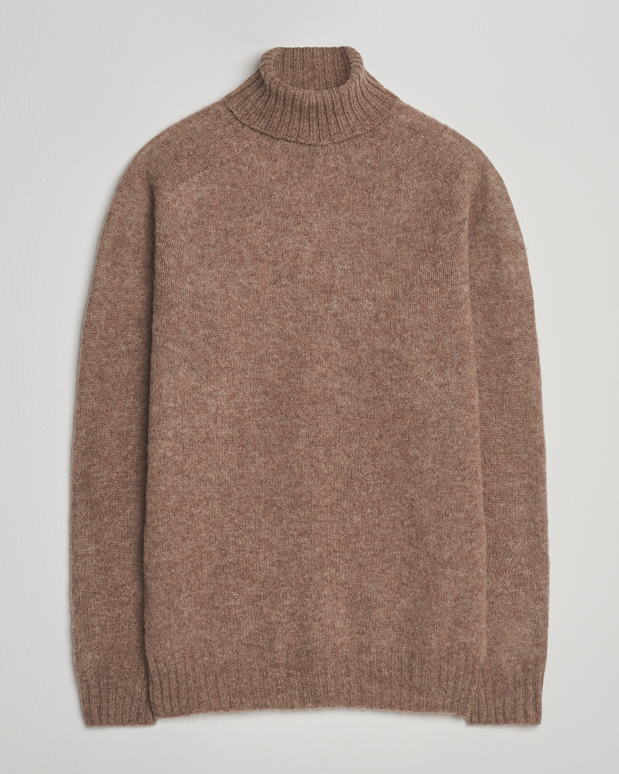 Heren | Truien | Harley Of Scotland | Brushed Supersoft Lambswool Rollneck Tundra