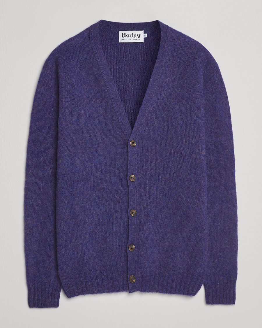 Heren | Truien | Harley Of Scotland | Brushed Supersoft Lambswool Cardigan Iris