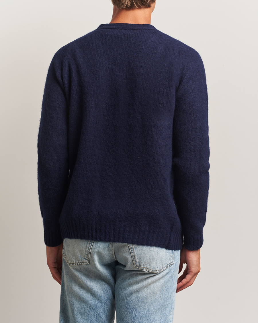 Heren | Truien | Harley Of Scotland | Brushed Supersoft Lambswool Cardigan Navy