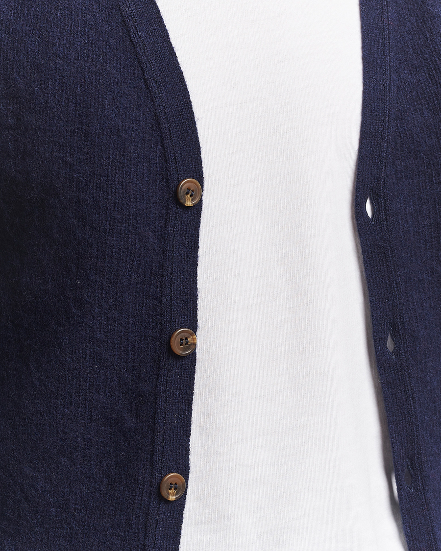 Heren | Truien | Harley Of Scotland | Brushed Supersoft Lambswool Cardigan Navy