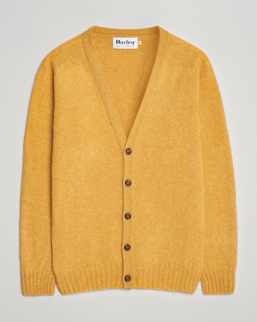Heren | Truien | Harley Of Scotland | Brushed Supersoft Lambswool Cardigan Nectar