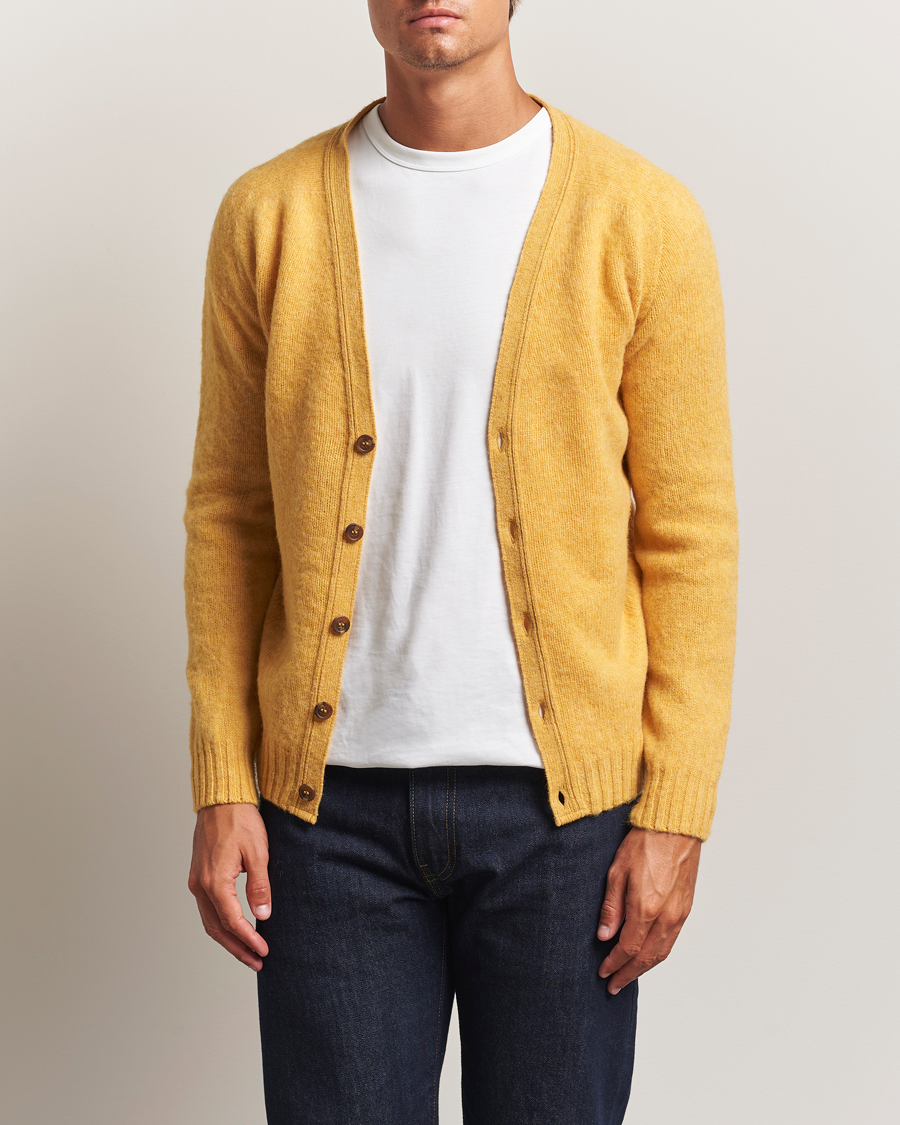 Heren | Truien | Harley Of Scotland | Brushed Supersoft Lambswool Cardigan Nectar