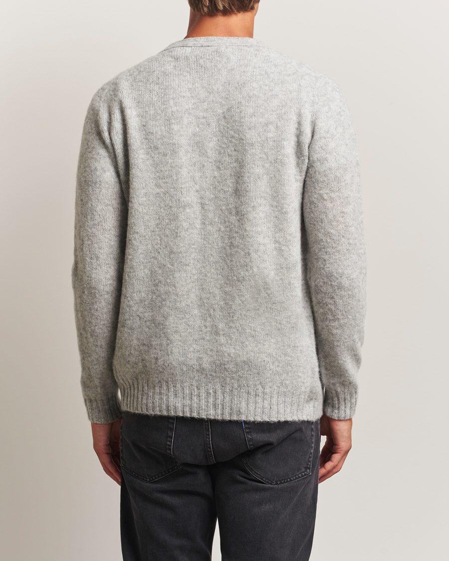 Heren | Truien | Harley Of Scotland | Brushed Supersoft Lambswool Cardigan Silver