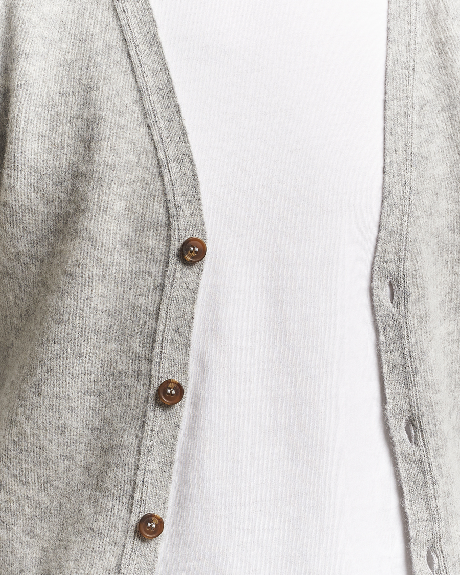 Heren | Truien | Harley Of Scotland | Brushed Supersoft Lambswool Cardigan Silver