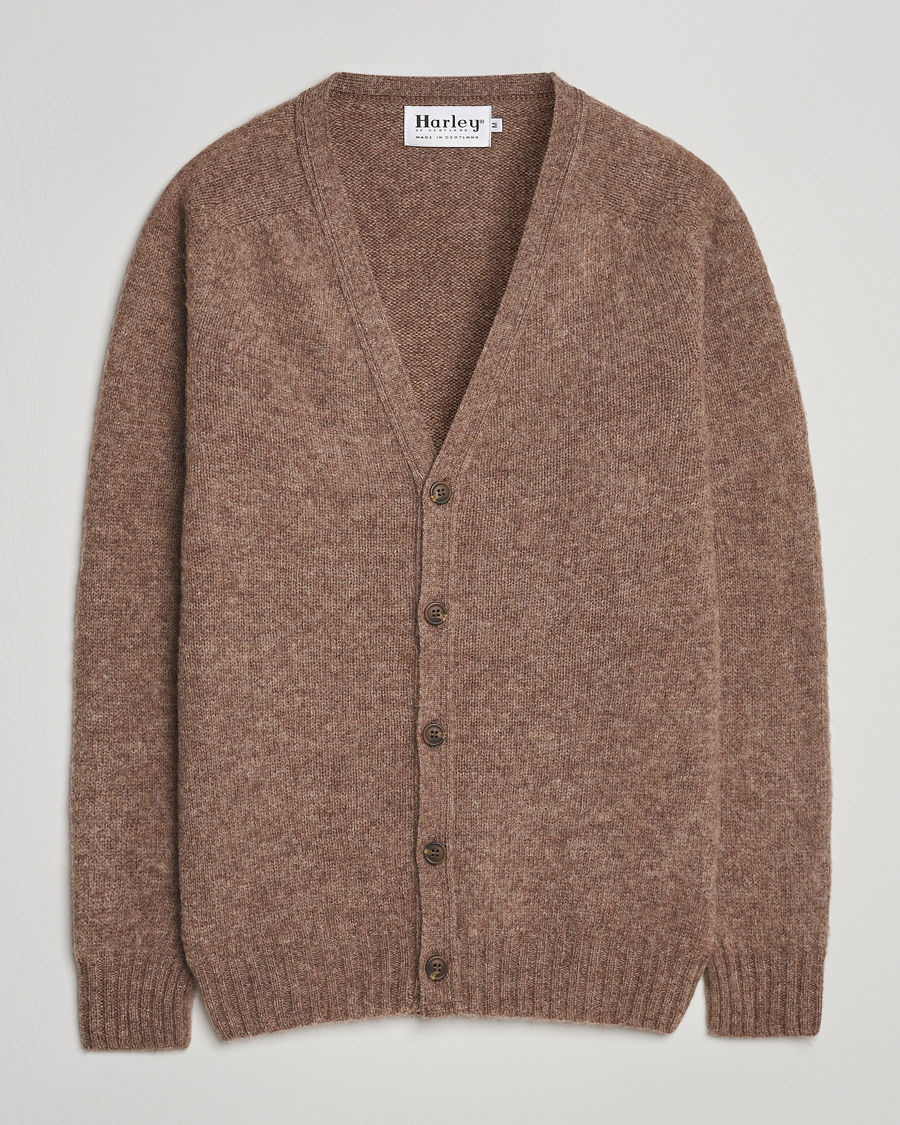 Heren | Truien | Harley Of Scotland | Brushed Supersoft Lambswool Cardigan Tundra