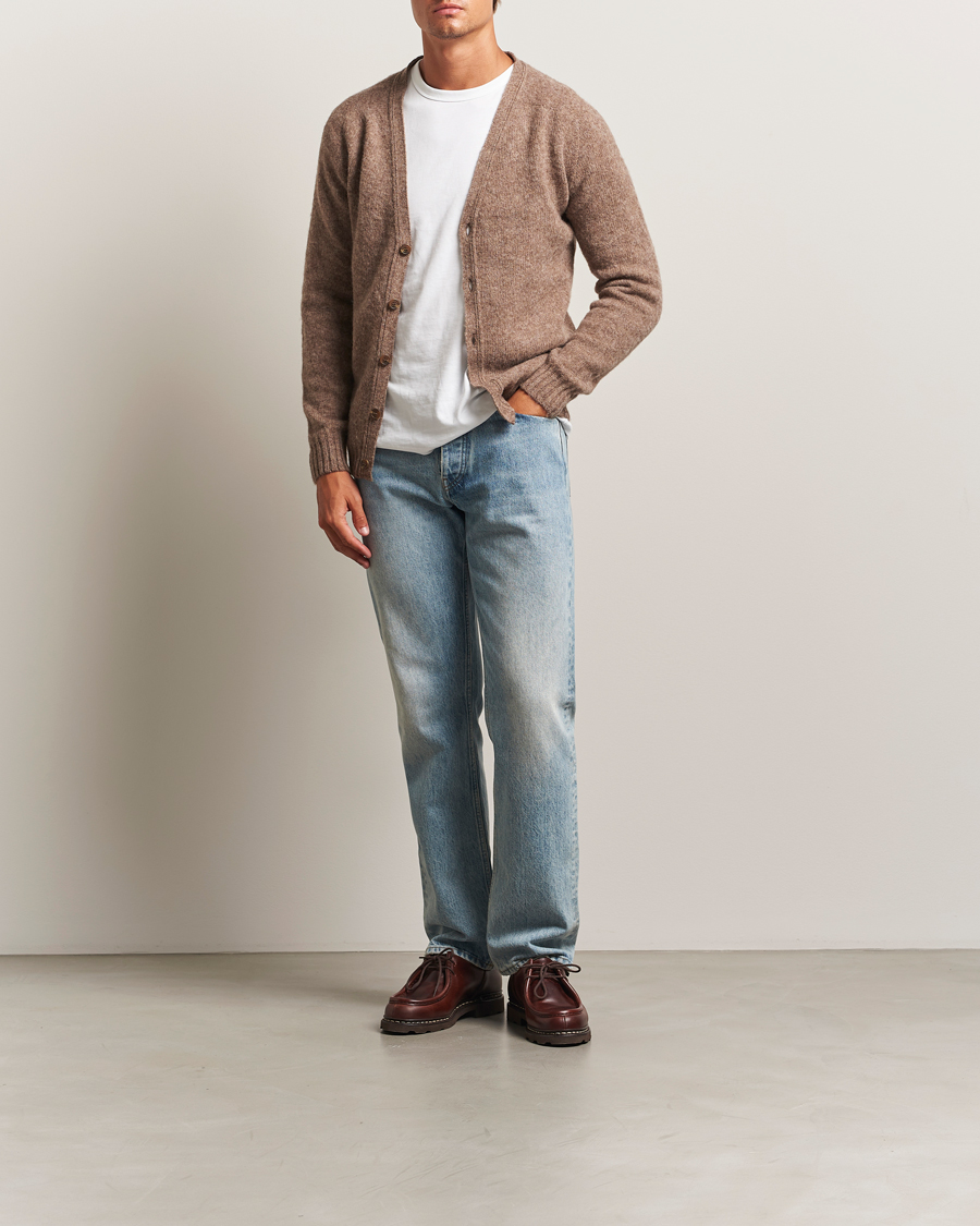 Heren | Truien | Harley Of Scotland | Brushed Supersoft Lambswool Cardigan Tundra