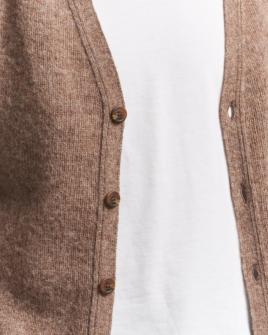 Heren | Truien | Harley Of Scotland | Brushed Supersoft Lambswool Cardigan Tundra