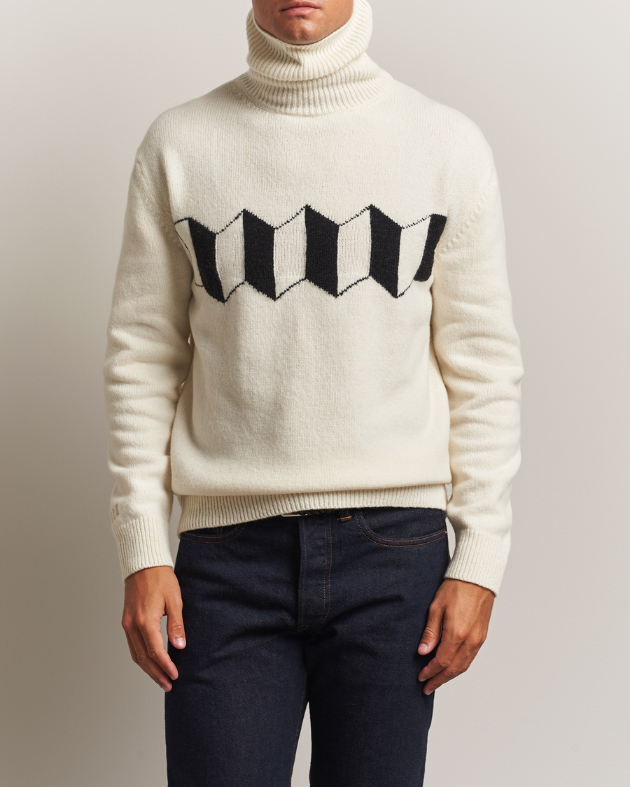 Heren | Truien | Baracuta | Flag Logo Wool Turtleneck Antique White