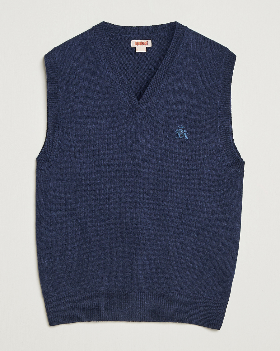 Heren | Truien | Baracuta | Shetland Virgin Wool Vest Navy