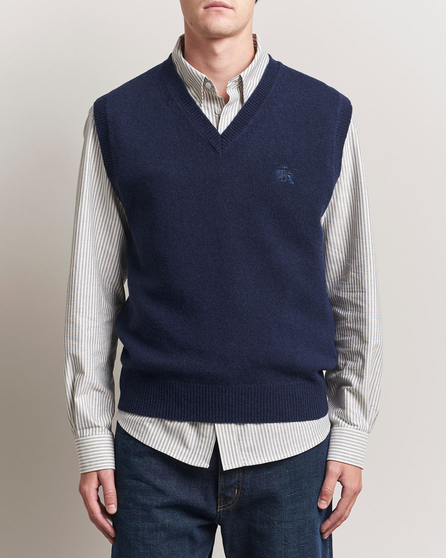 Heren | Truien | Baracuta | Shetland Virgin Wool Vest Navy