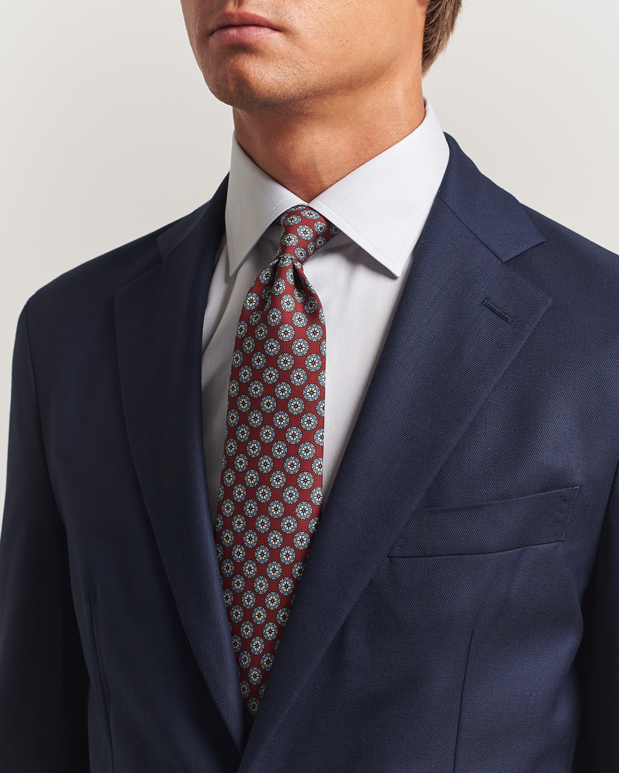 Heren | Stropdassen | E. Marinella | 3-Fold Printed Silk Tie Burgundy